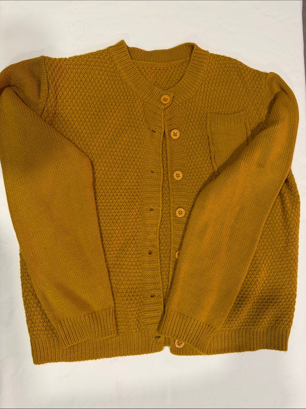 Women’s Mustard Knit Button-Up Sweater Cardigan